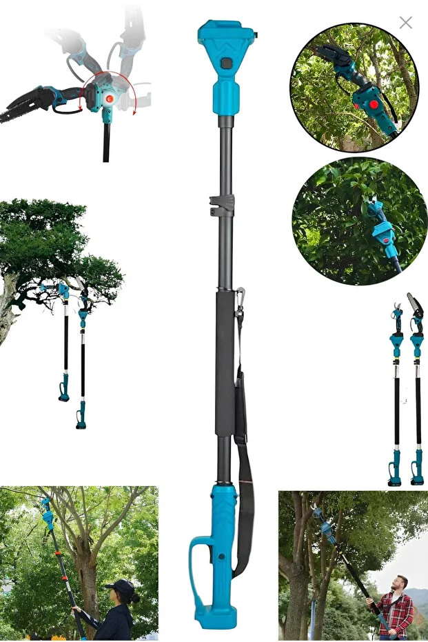 KİMMEER PLUS Profesyonel 4’Lü Set Şarjlı Makas Testere Tırpan Ve Teleskopik Uzatma 2 Metre